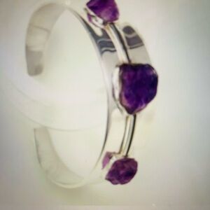 Elegant Silver and Purple Stone Bracelet
